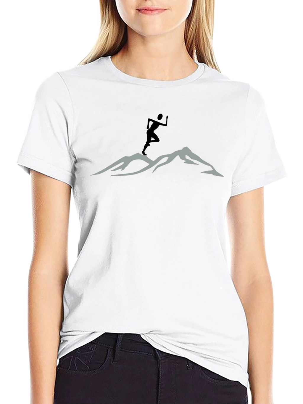 Mountain Trail Runner Graphic Tee - Black Cotton Shirt