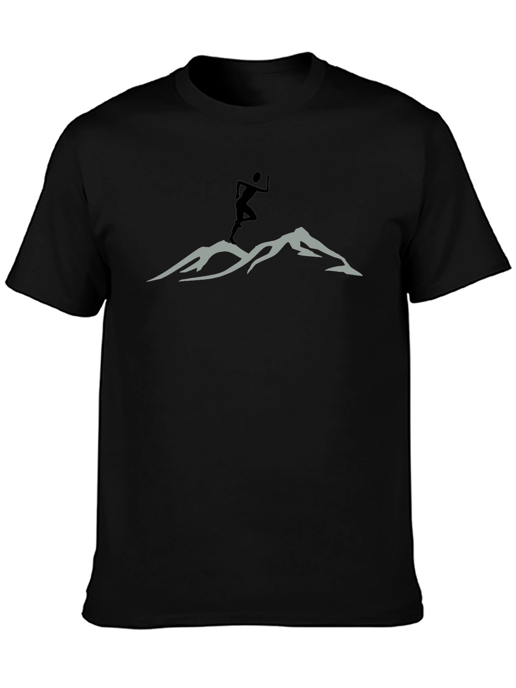 Mountain Trail Runner Graphic Tee - Black Cotton Shirt