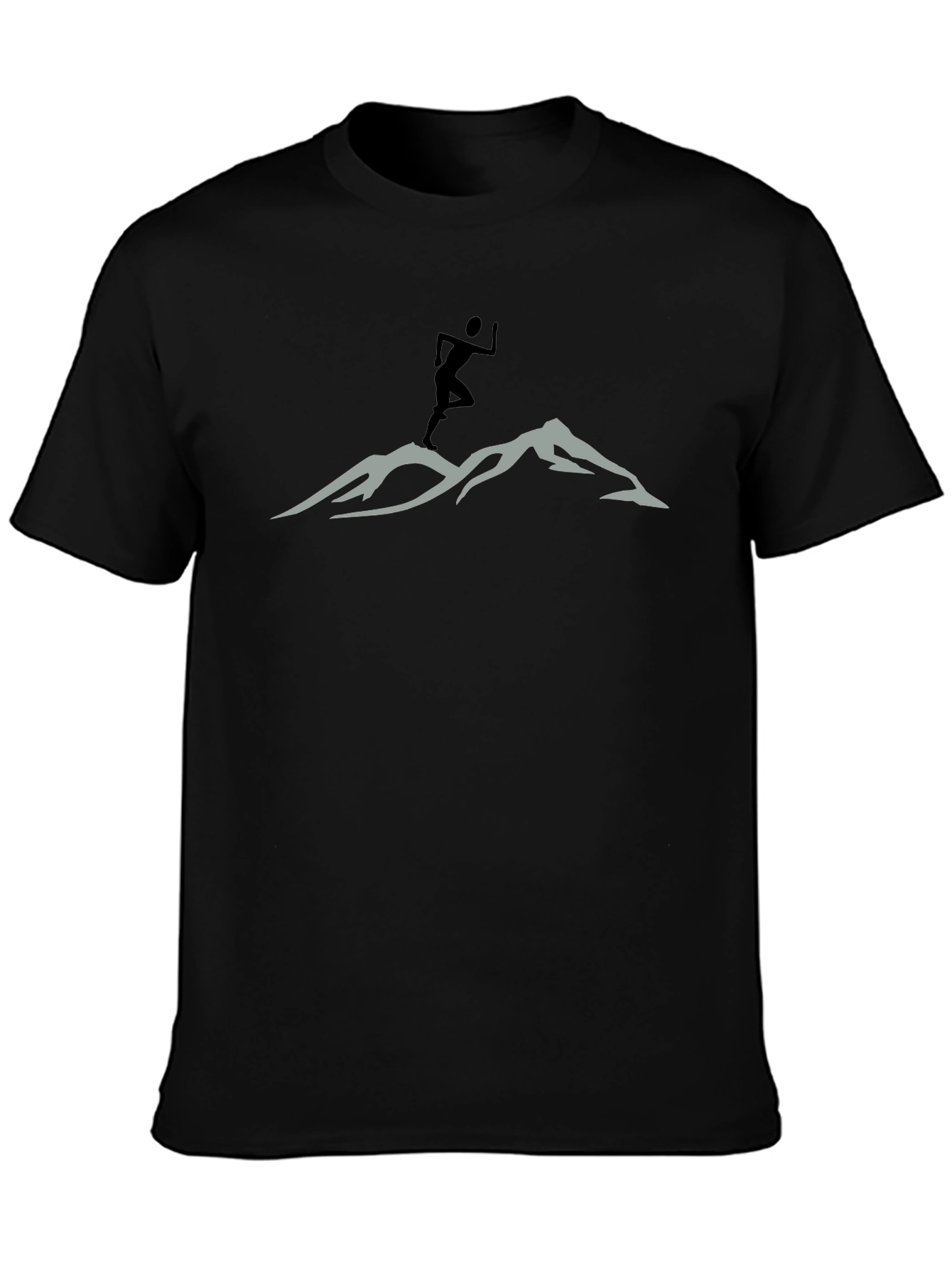 Mountain Trail Runner Graphic Tee - Black Cotton Shirt