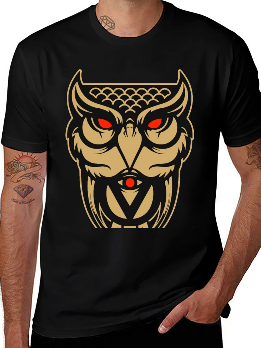 Owl Graphic Tee - Black Cotton Blend