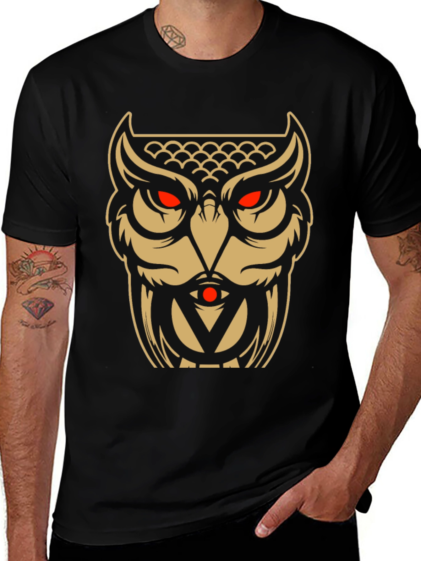 Owl Graphic Tee - Black Cotton Blend
