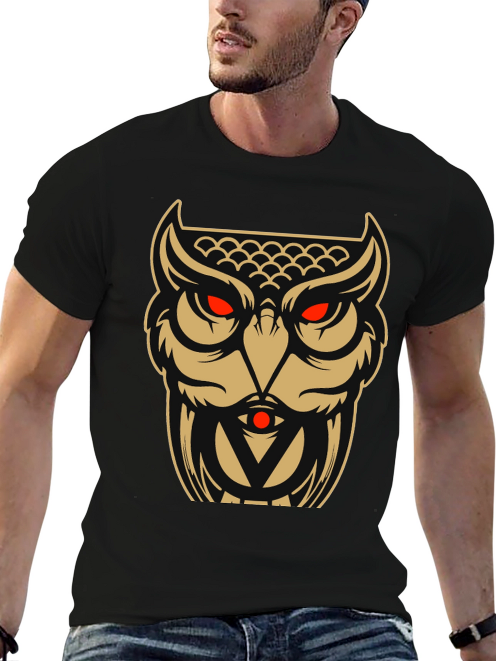 Owl Graphic Tee - Black Cotton Blend