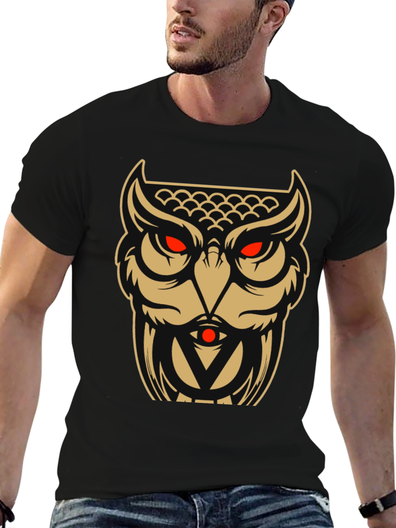 Owl Graphic Tee - Black Cotton Blend