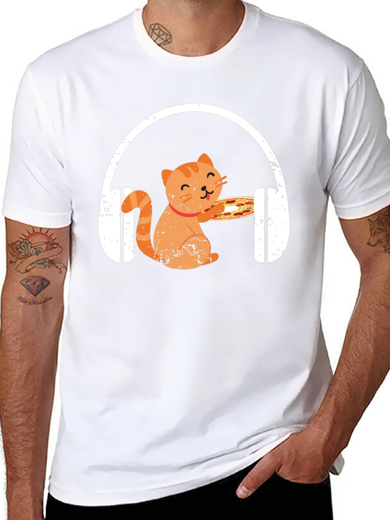 Cat Pizza DJ T-Shirt - Music Lover Apparel