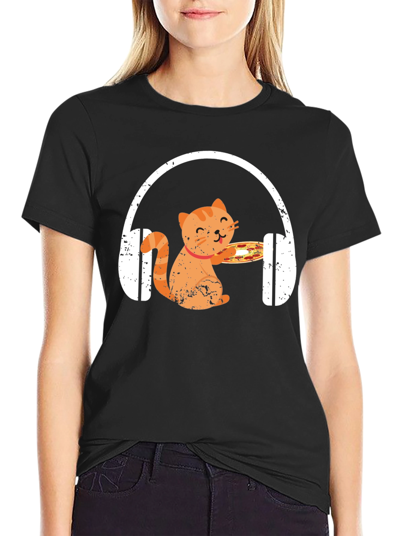 Cat Pizza DJ T-Shirt - Music Lover Apparel