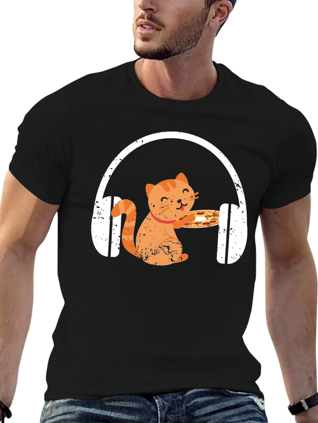 Cat Pizza DJ T-Shirt - Music Lover Apparel