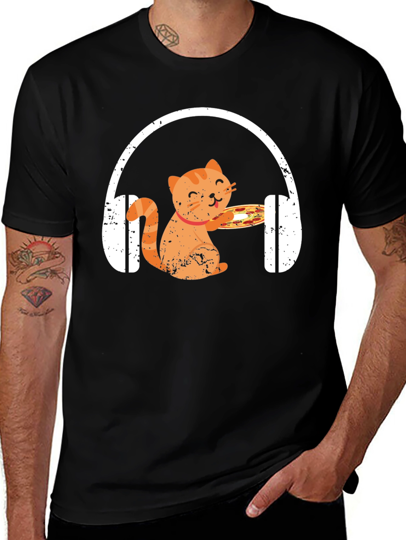 Cat Pizza DJ T-Shirt - Music Lover Apparel