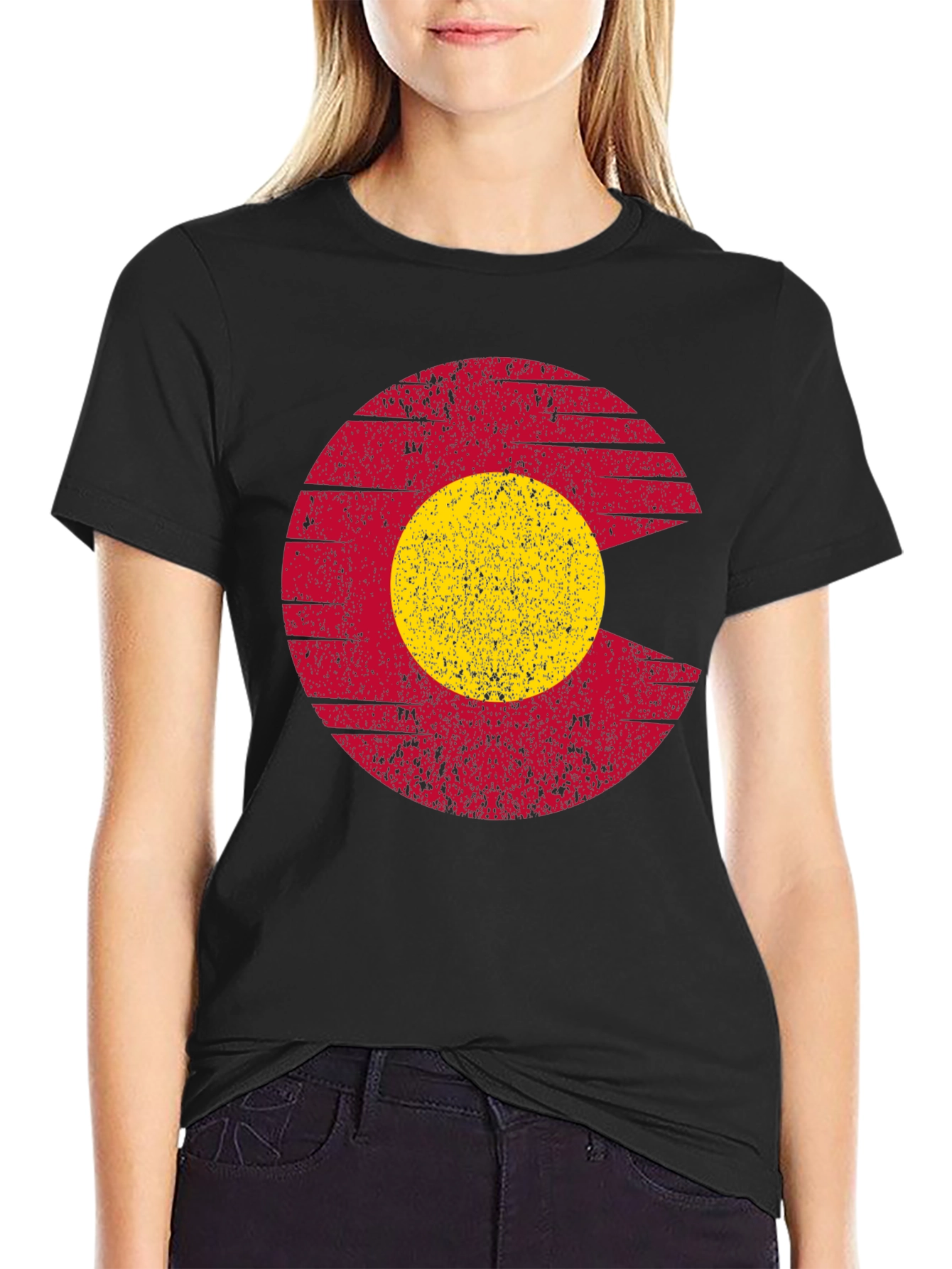 Colorado Flag Graphic Print Mens Black T-Shirt