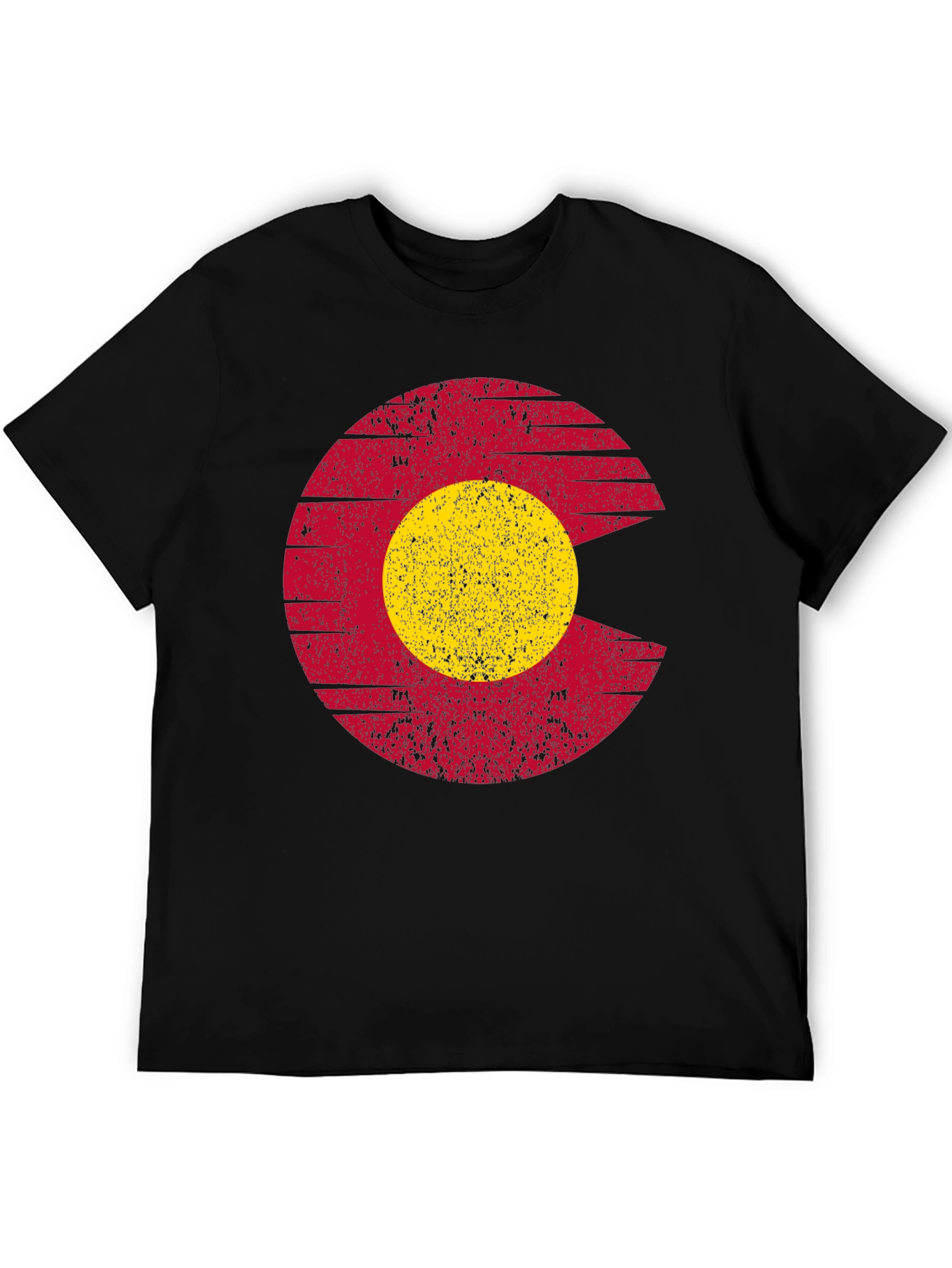 Colorado Flag Graphic Print Mens Black T-Shirt