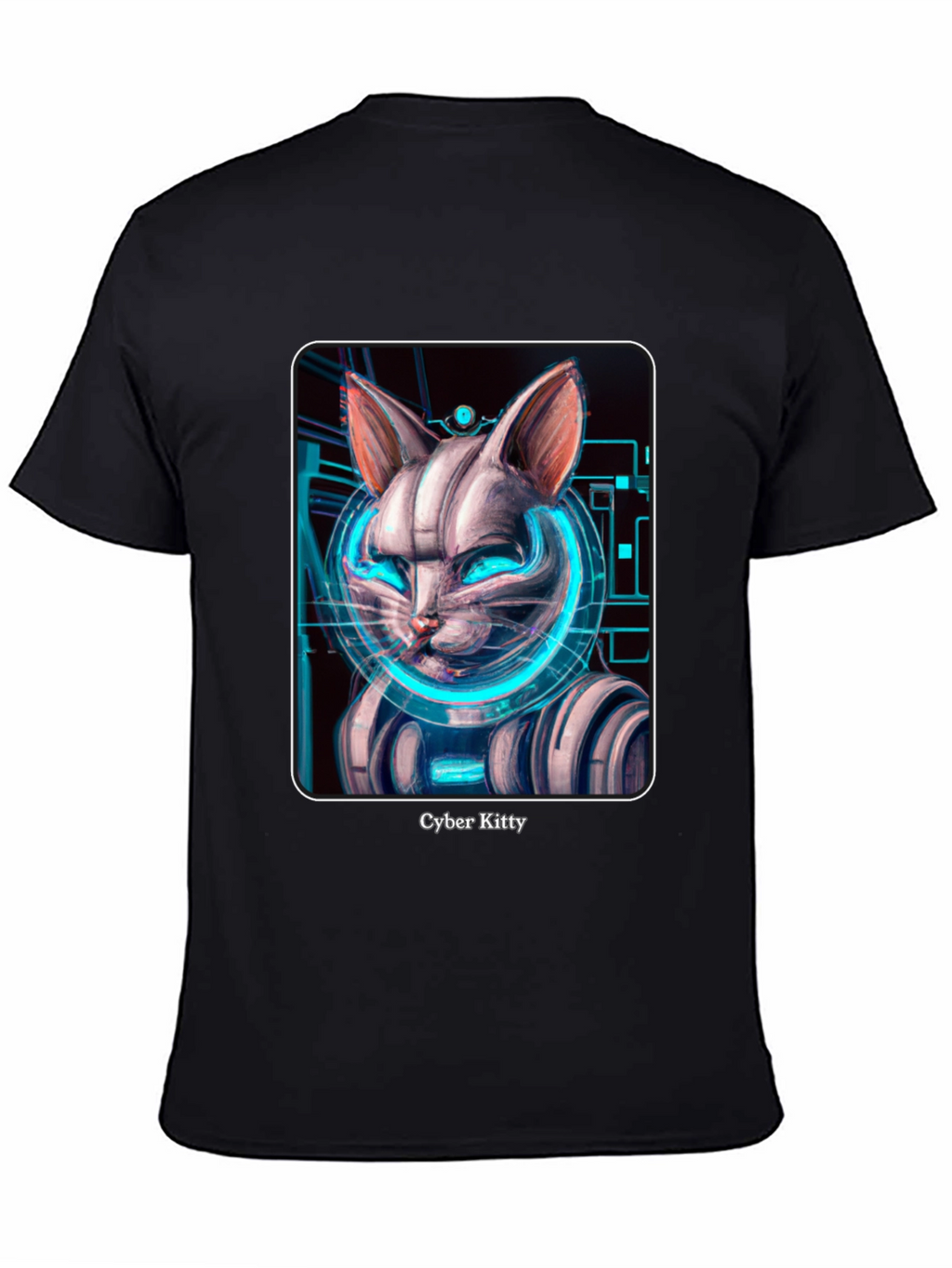Cyber Kitty T-Shirt - Futuristic Cat Design