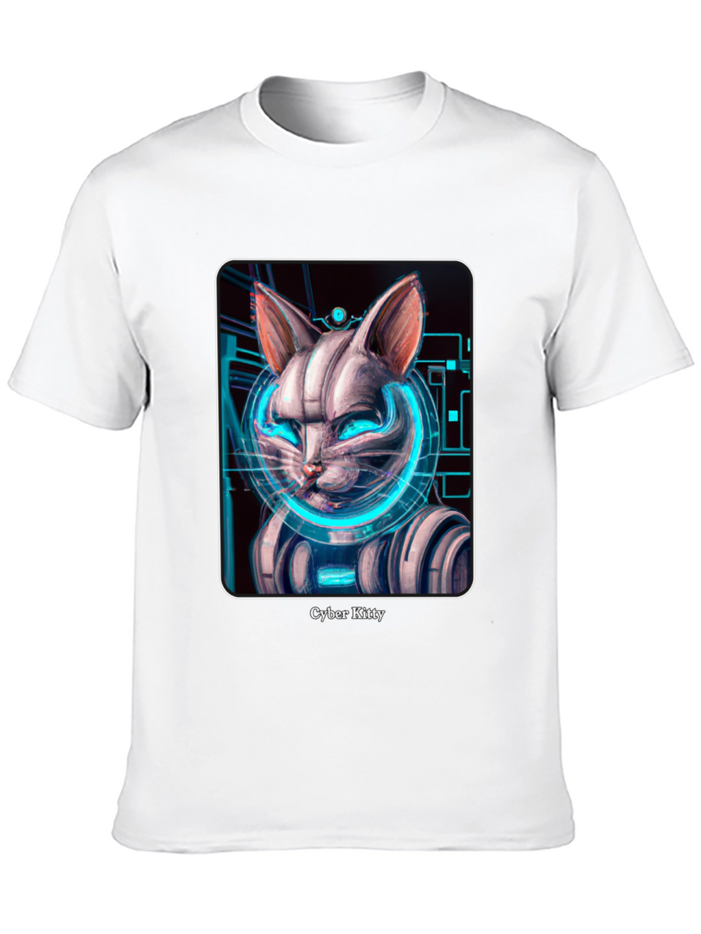 Cyber Kitty T-Shirt - Futuristic Cat Design