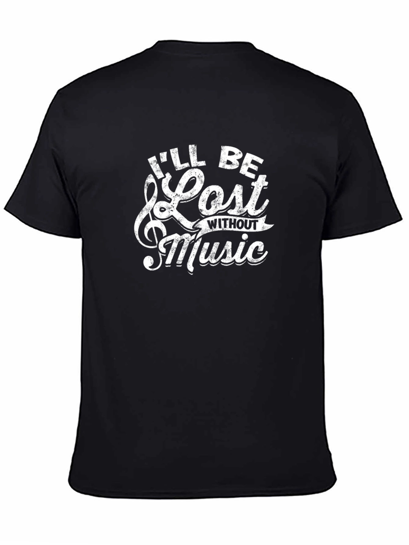 Ill Be Lost Without Music Black Cotton Graphic T-Shirt