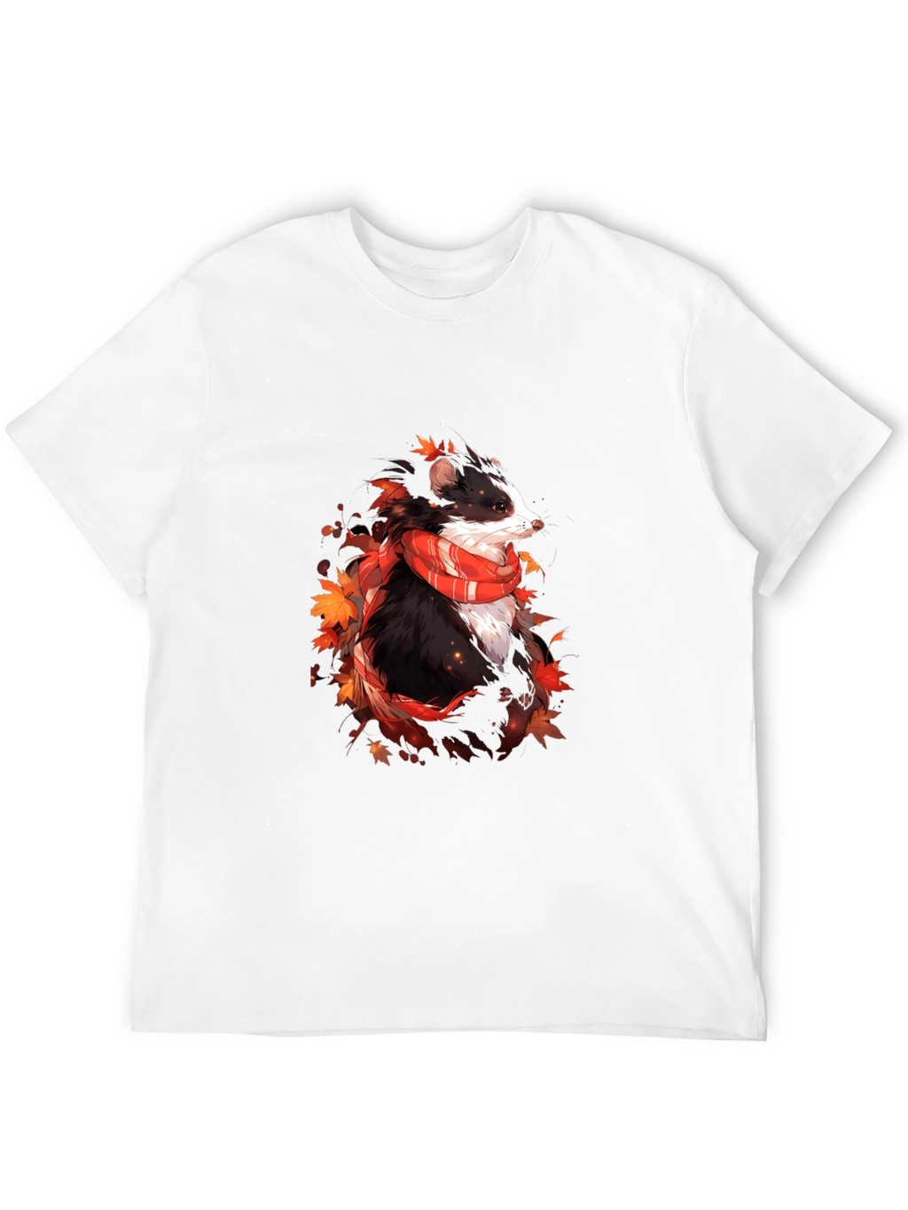 Whimsical Badger Graphic Tee - Autumn Scarf Design