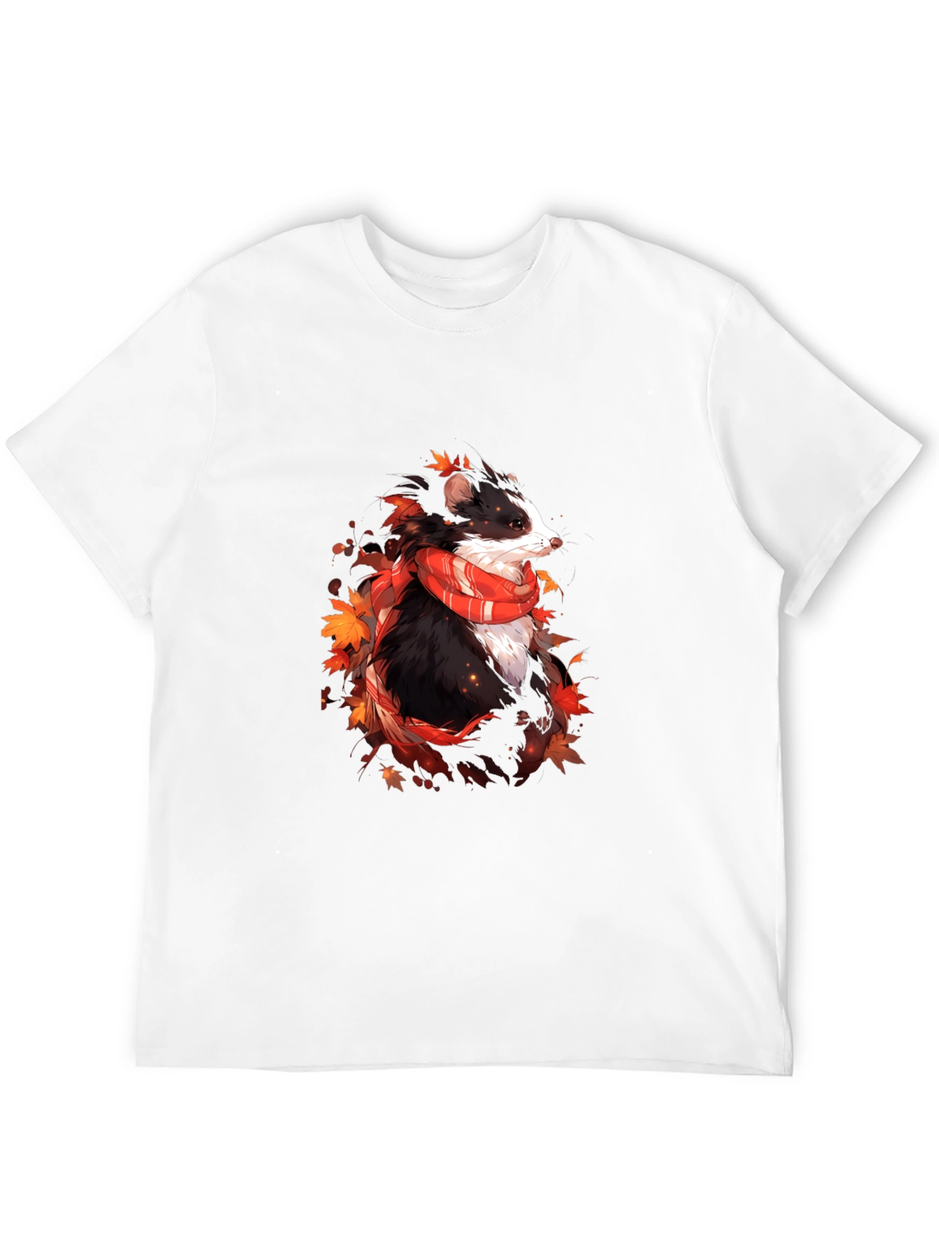 Whimsical Badger Graphic Tee - Autumn Scarf Design