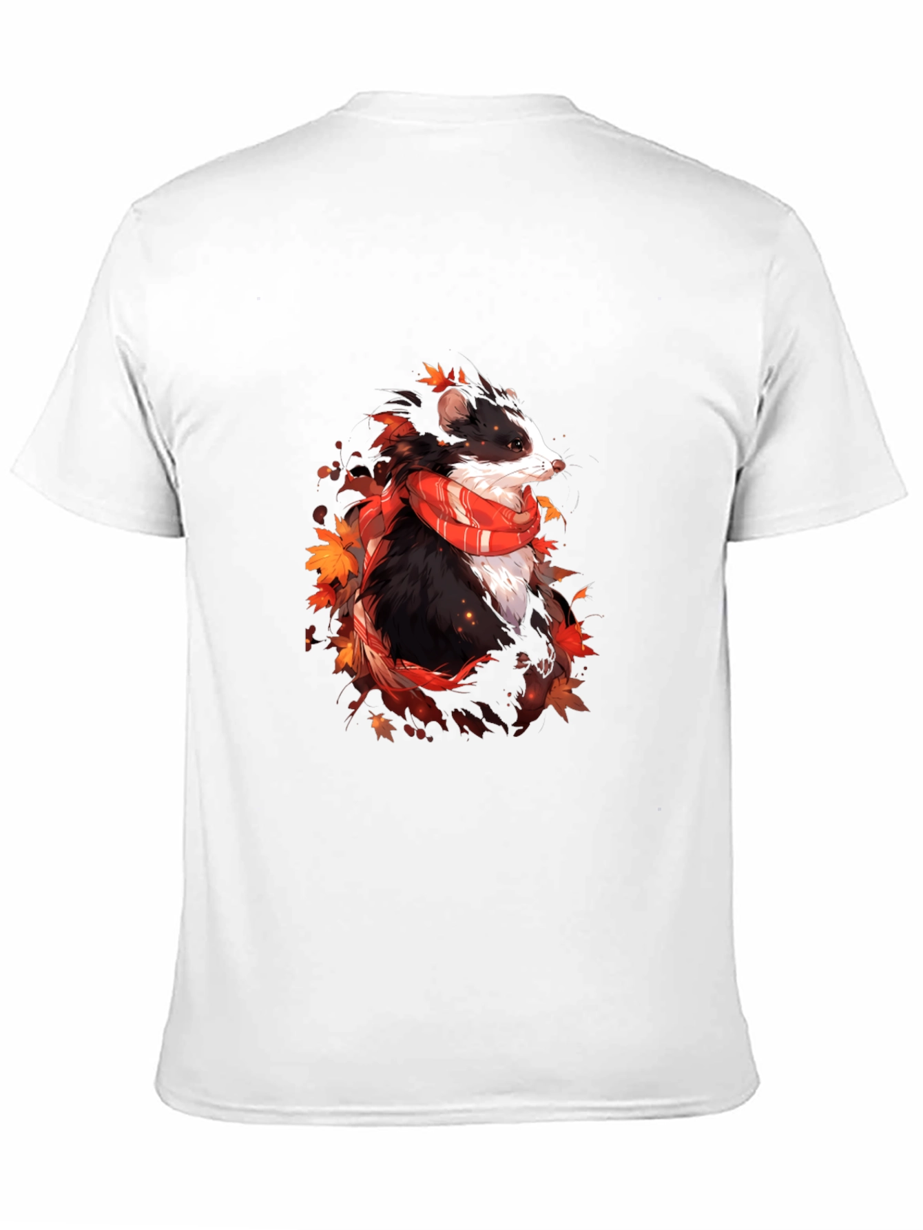 Whimsical Badger Graphic Tee - Autumn Scarf Design