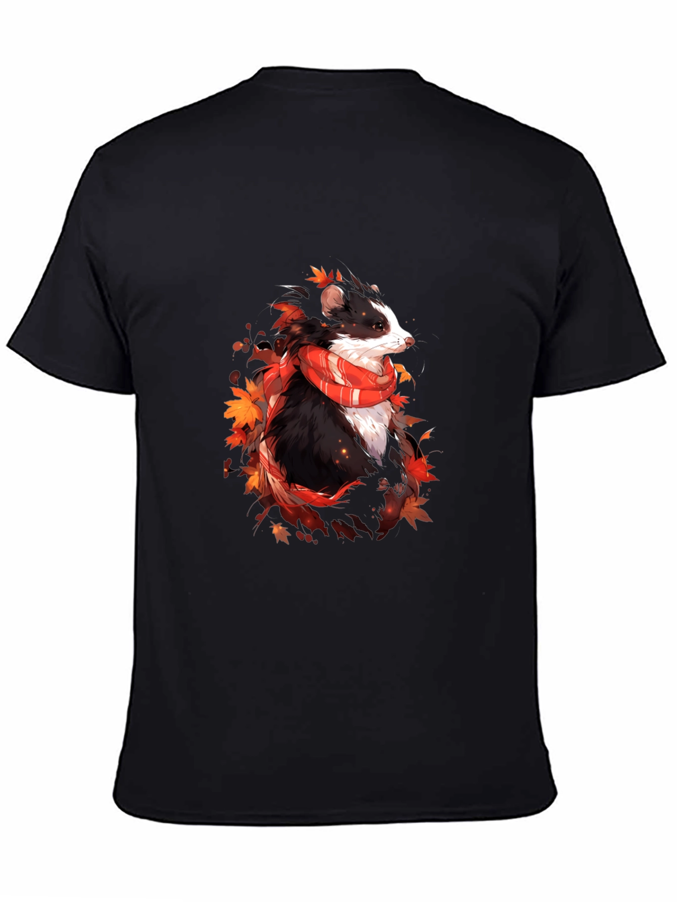 Whimsical Badger Graphic Tee - Autumn Scarf Design