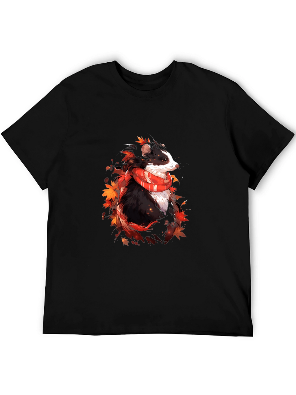 Whimsical Badger Graphic Tee - Autumn Scarf Design