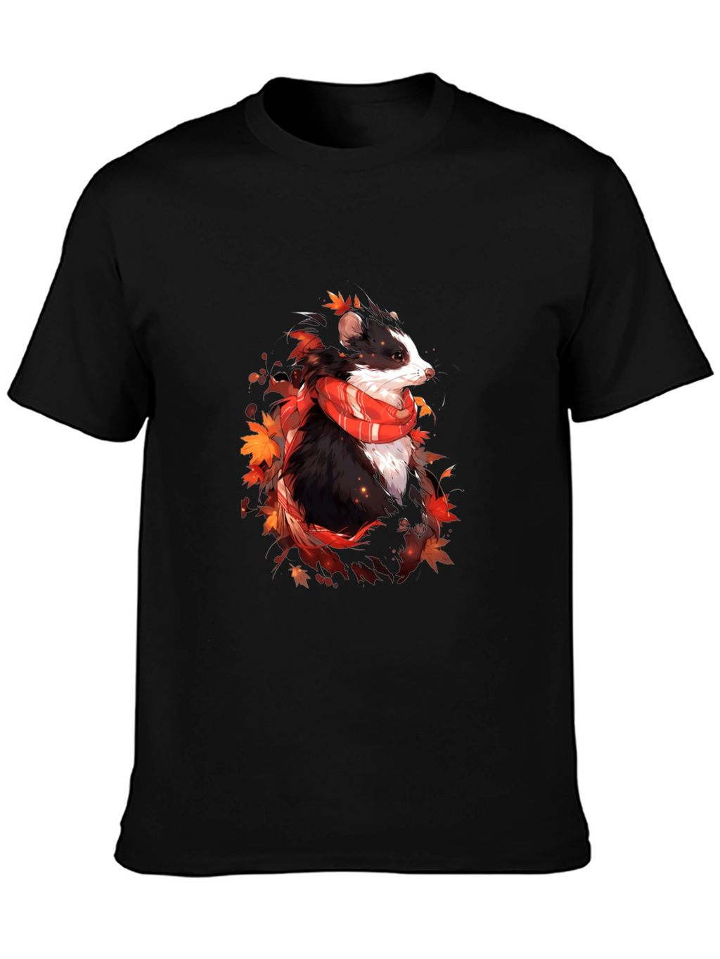 Whimsical Badger Graphic Tee - Autumn Scarf Design