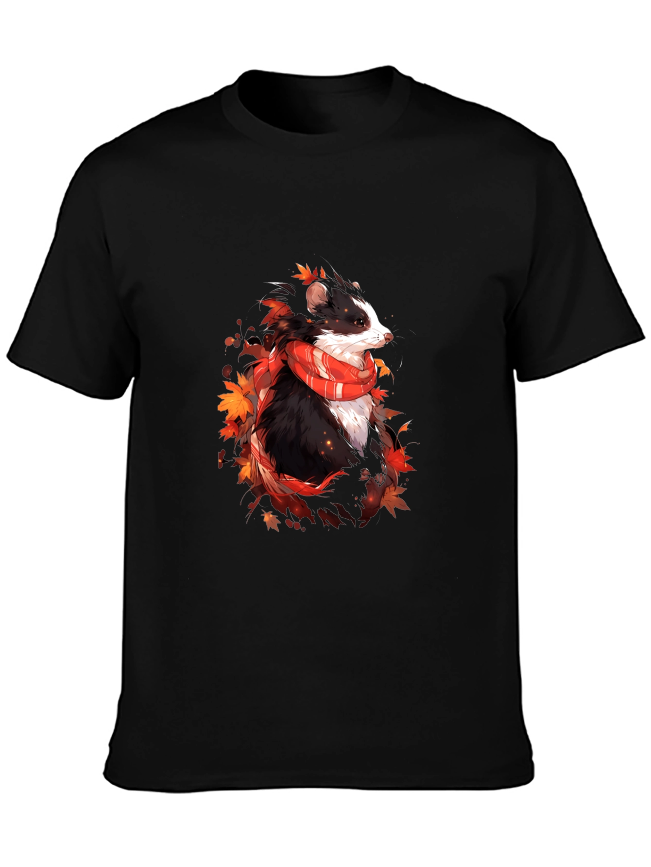 Whimsical Badger Graphic Tee - Autumn Scarf Design