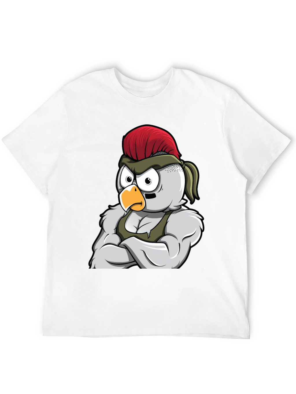 Black T-Shirt with Muscular Chicken Graphic
