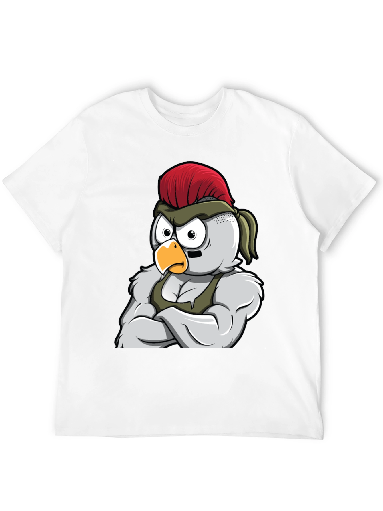 Black T-Shirt with Muscular Chicken Graphic