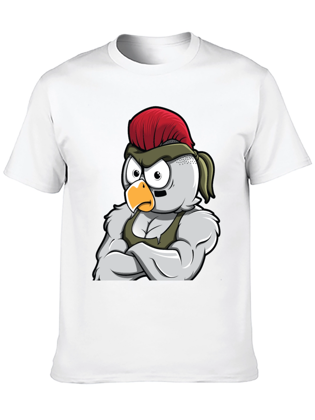 Black T-Shirt with Muscular Chicken Graphic