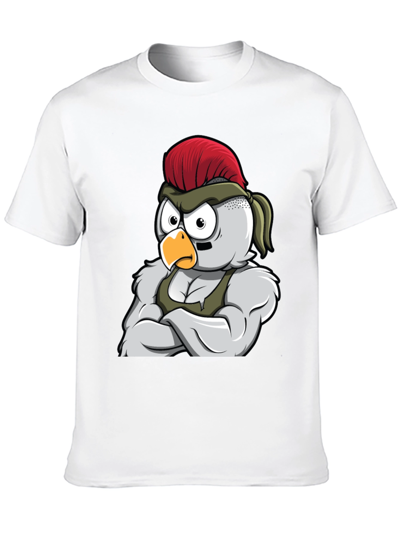 Black T-Shirt with Muscular Chicken Graphic