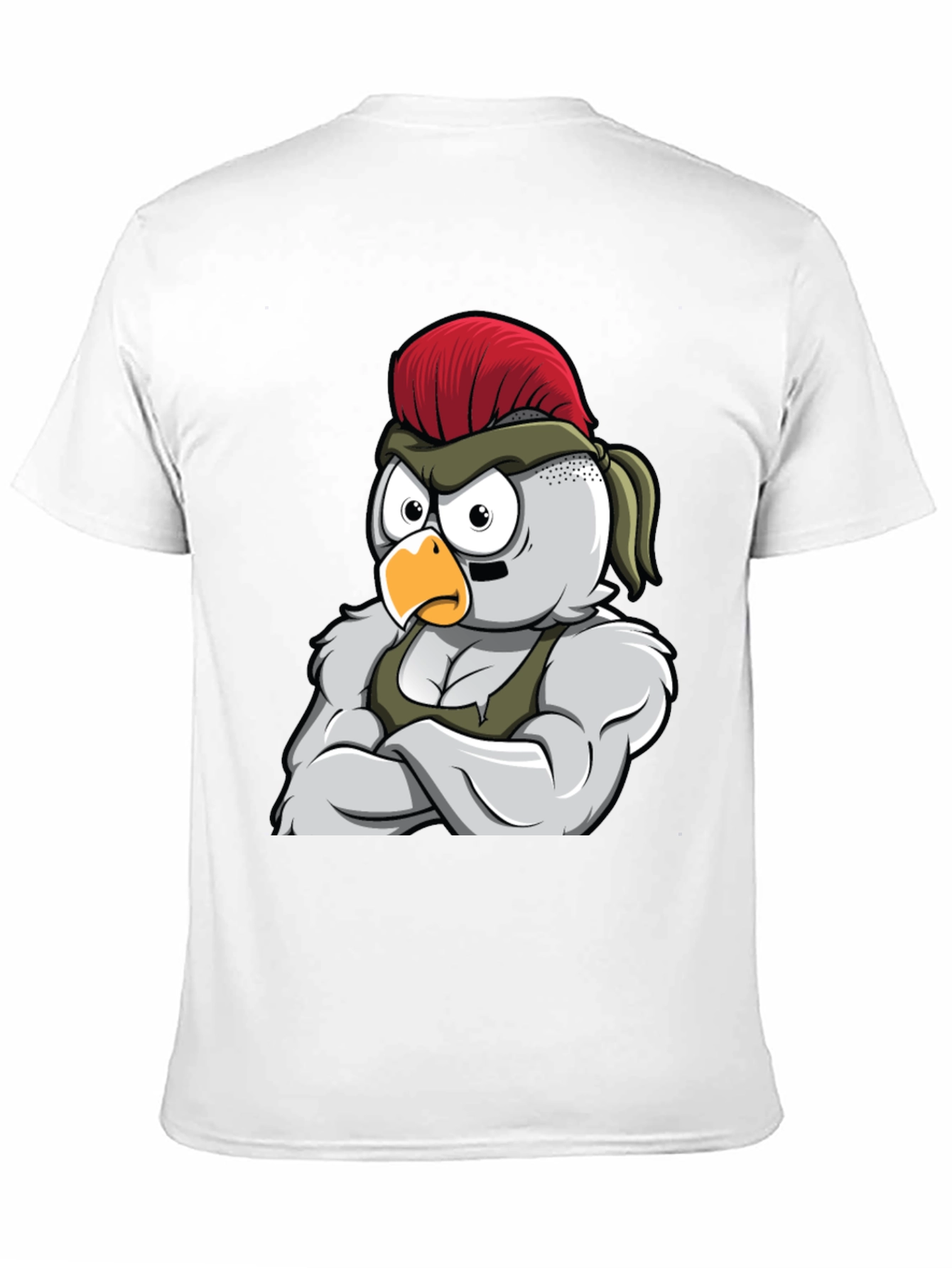 Black T-Shirt with Muscular Chicken Graphic