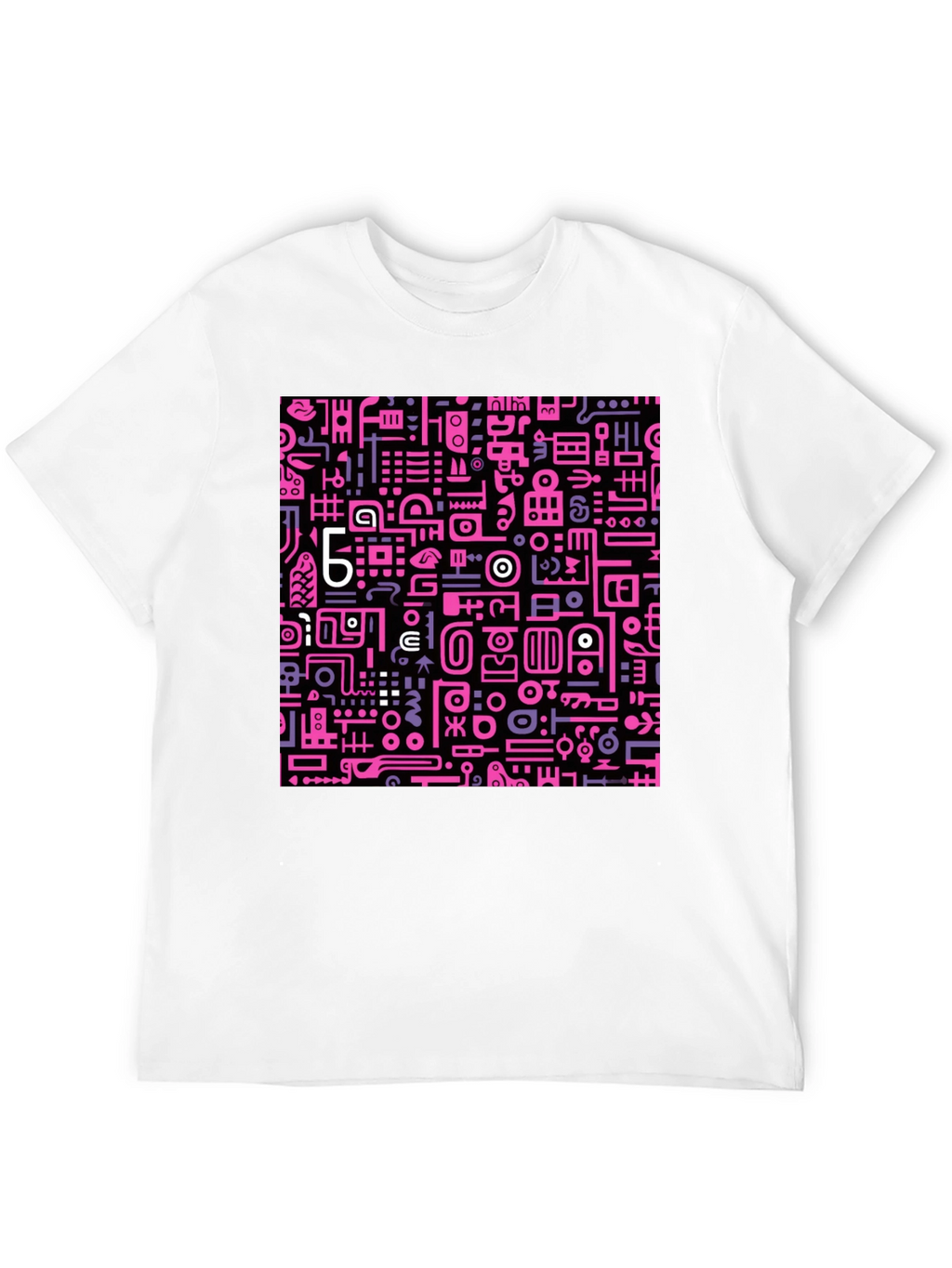 Abstract Pink & Purple Graphic Print Black Tee