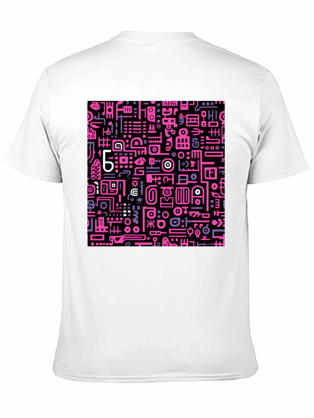 Abstract Pink & Purple Graphic Print Black Tee