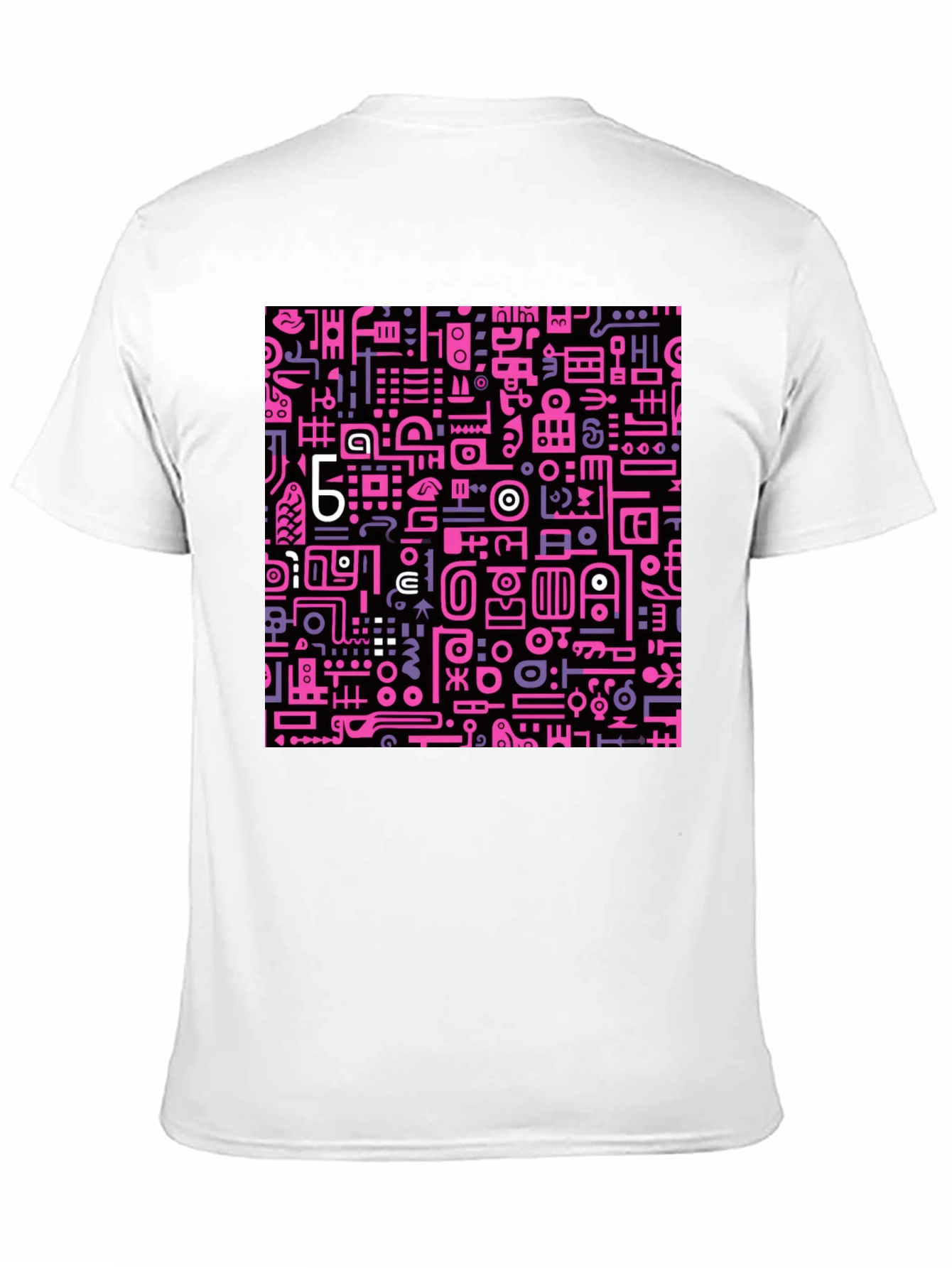 Abstract Pink & Purple Graphic Print Black Tee