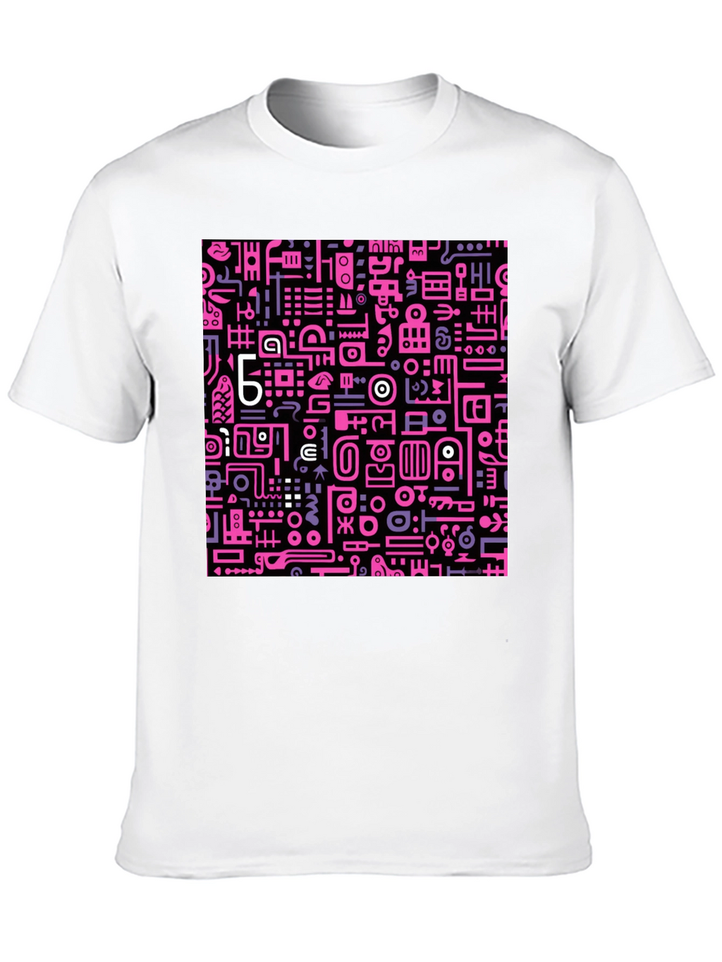Abstract Pink & Purple Graphic Print Black Tee