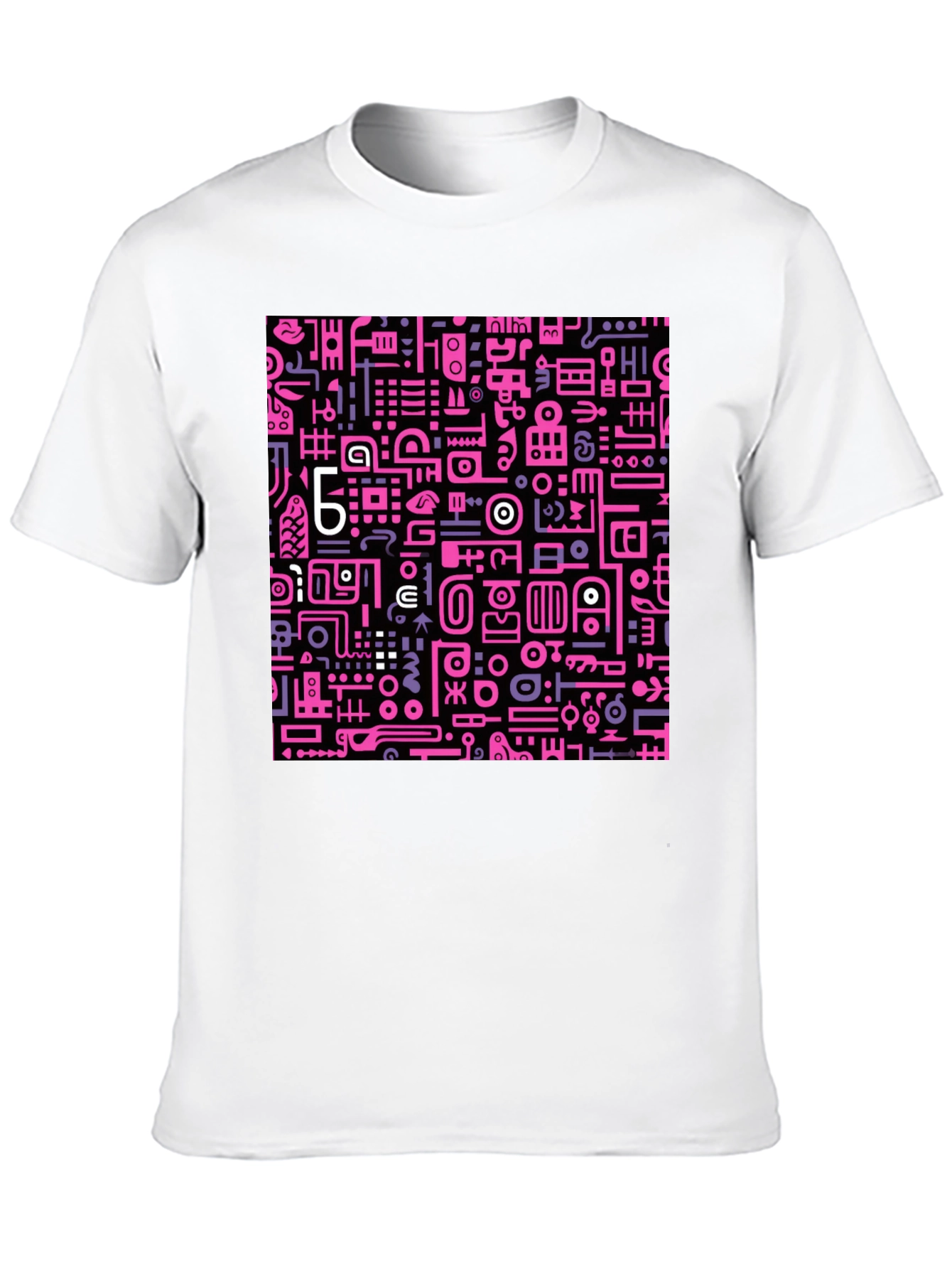 Abstract Pink & Purple Graphic Print Black Tee