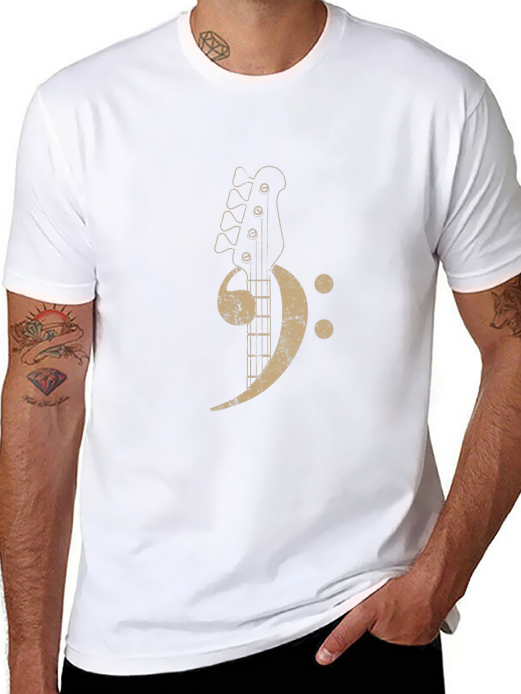 Bass Clef Guitar T-Shirt - Music Lovers Tee