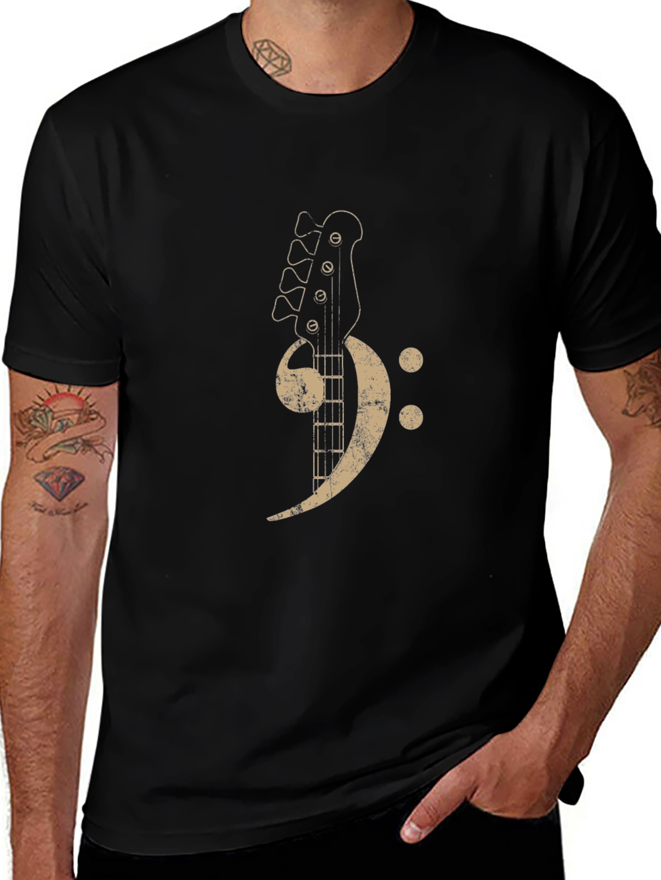 Bass Clef Guitar T-Shirt - Music Lovers Tee