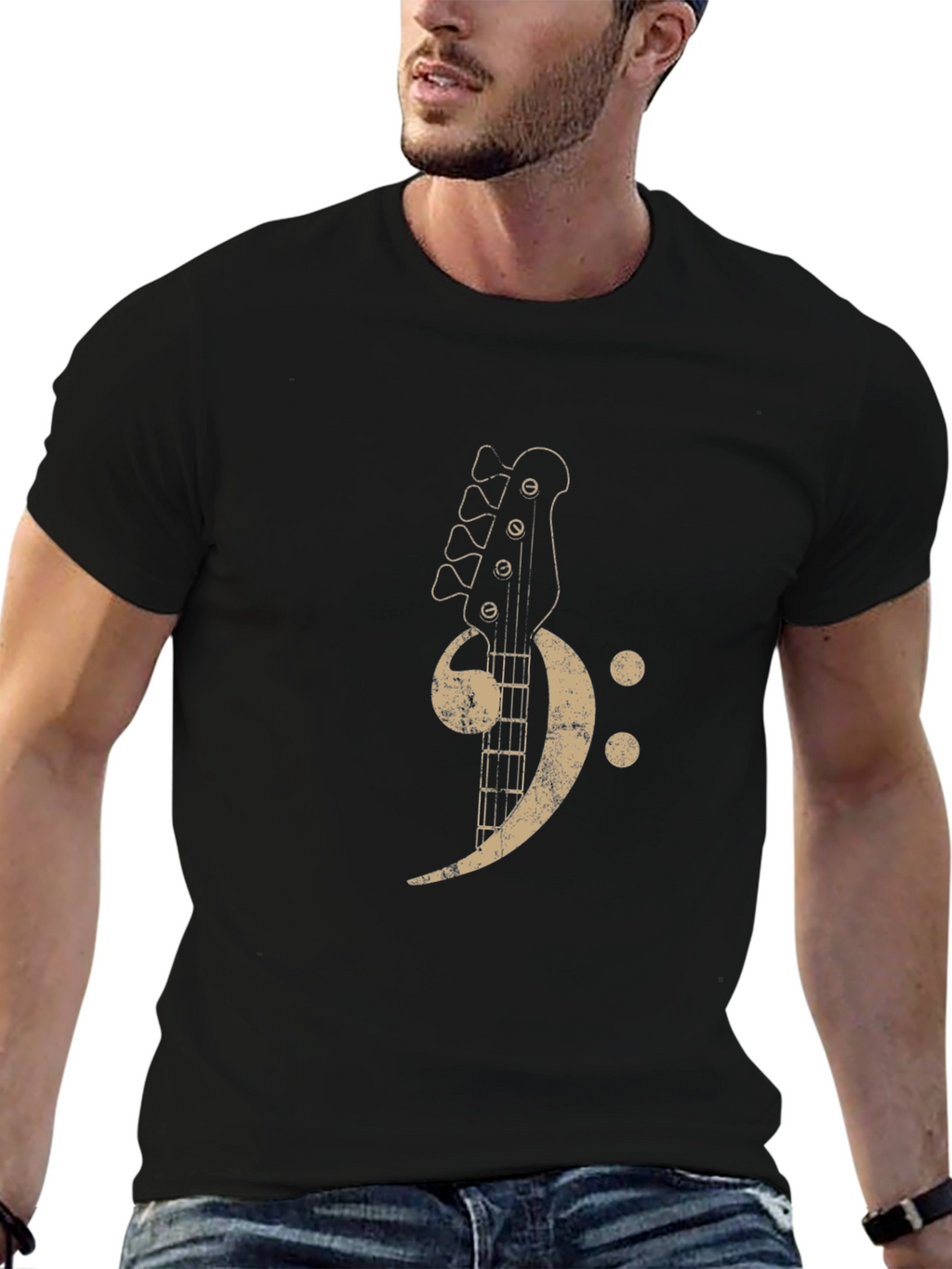 Bass Clef Guitar T-Shirt - Music Lovers Tee