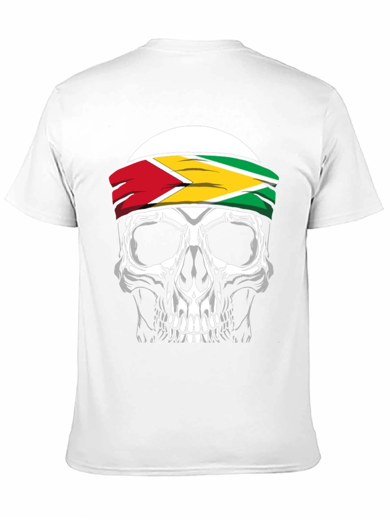 Skull Guyana Flag Headband Graphic T-Shirt