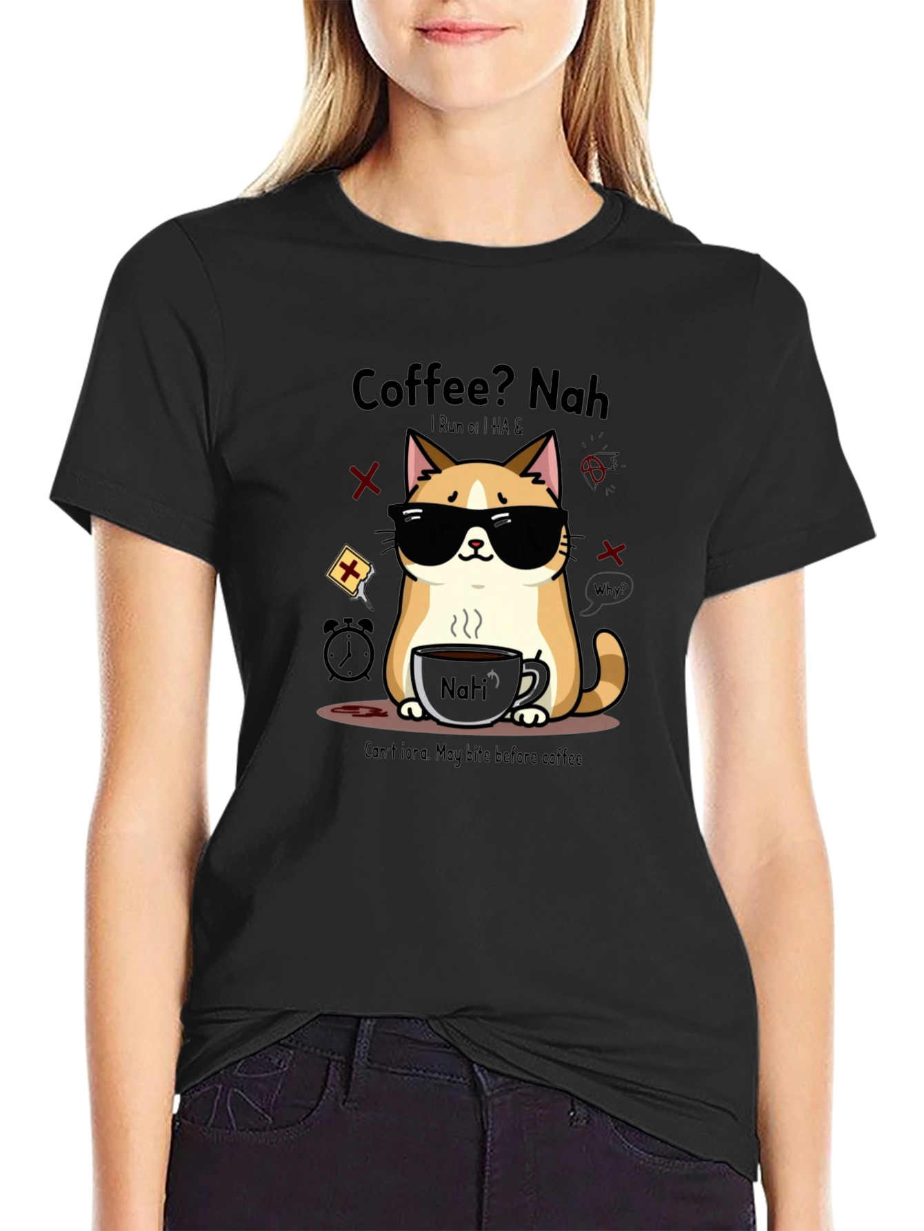 Coffee? Nah Cat T-Shirt - Funny Graphic Tee