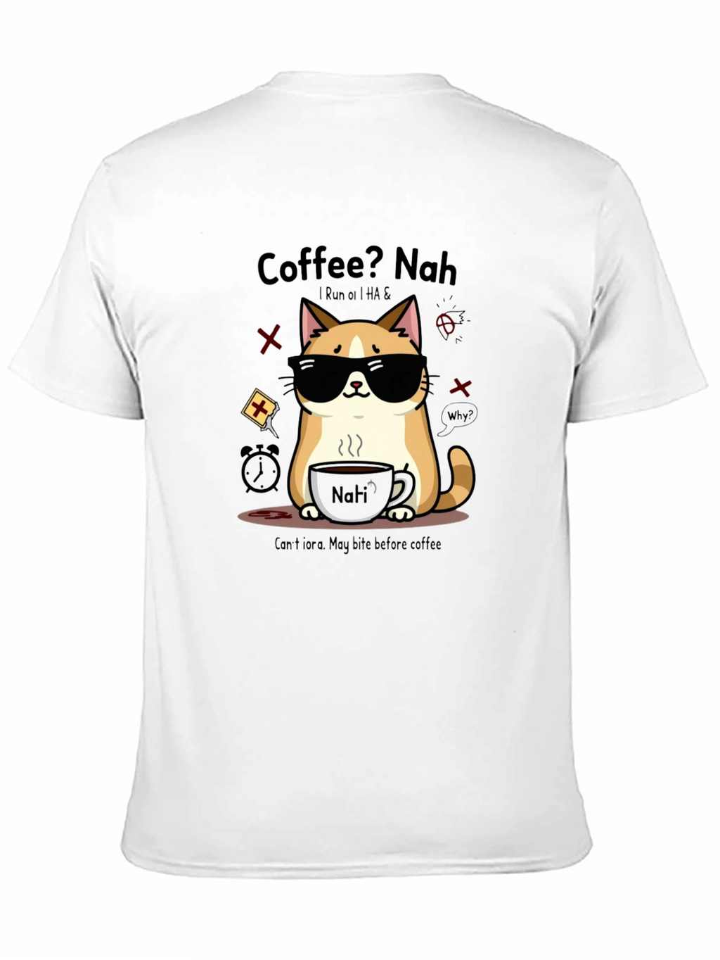 Coffee? Nah Cat T-Shirt - Funny Graphic Tee