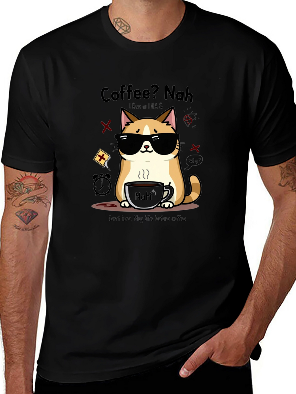 Coffee? Nah Cat T-Shirt - Funny Graphic Tee
