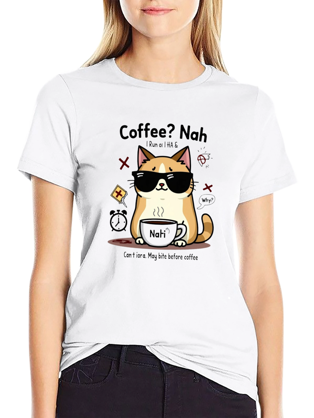 Coffee? Nah Cat T-Shirt - Funny Graphic Tee