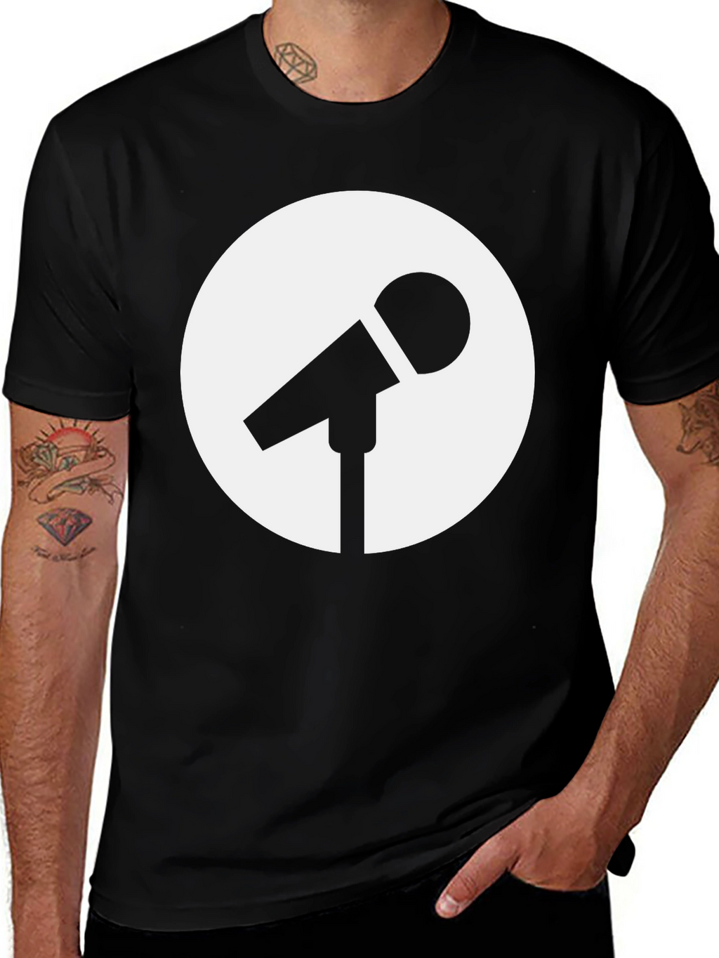 Mic Logo T-Shirt - Classic Black Crew Neck Tee