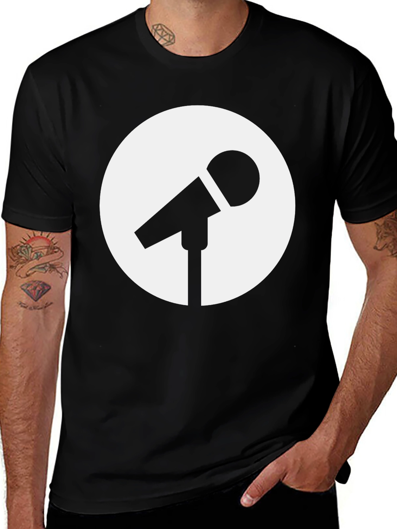 Mic Logo T-Shirt - Classic Black Crew Neck Tee