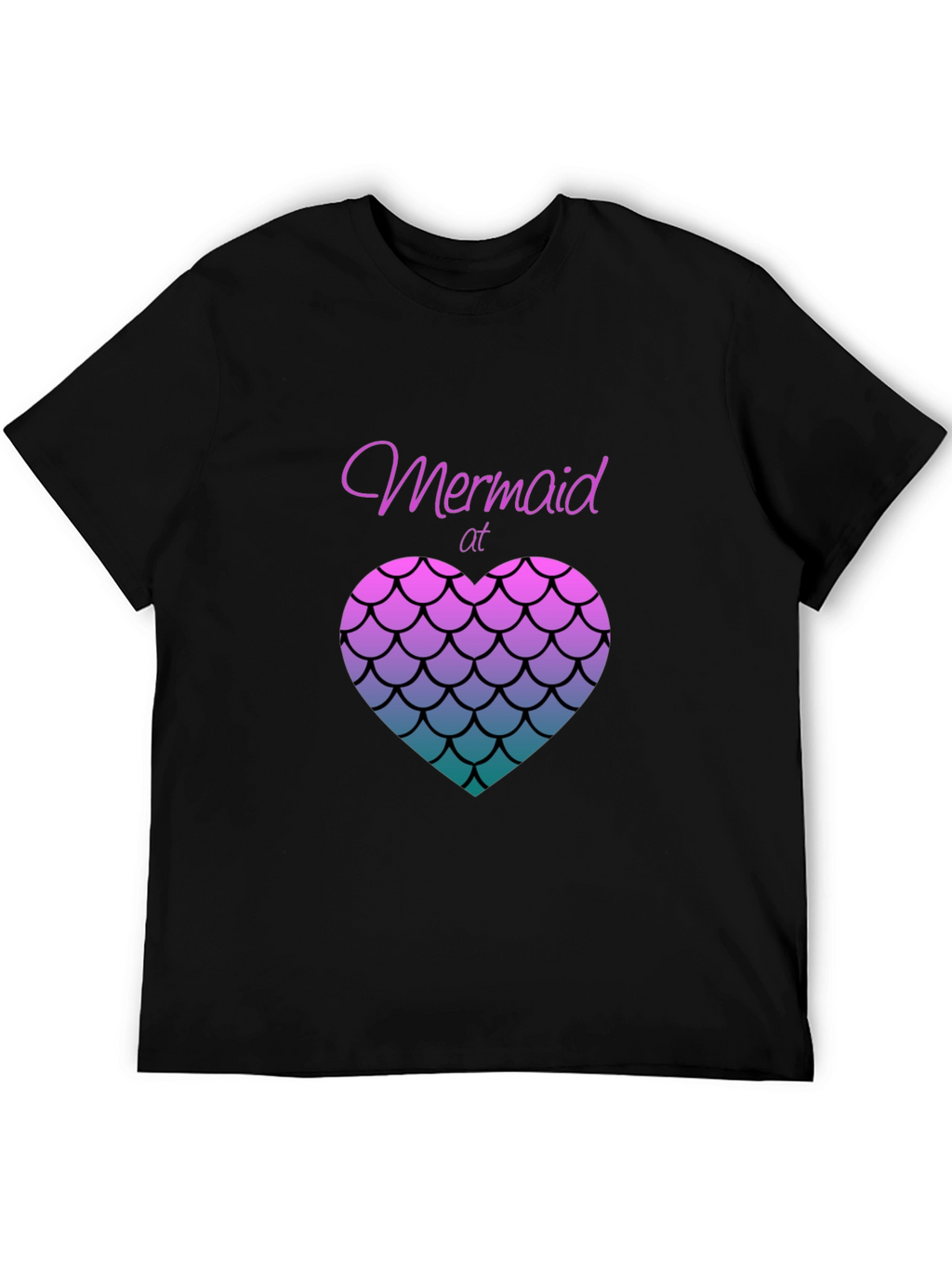 Mermaid at Heart Black T-Shirt