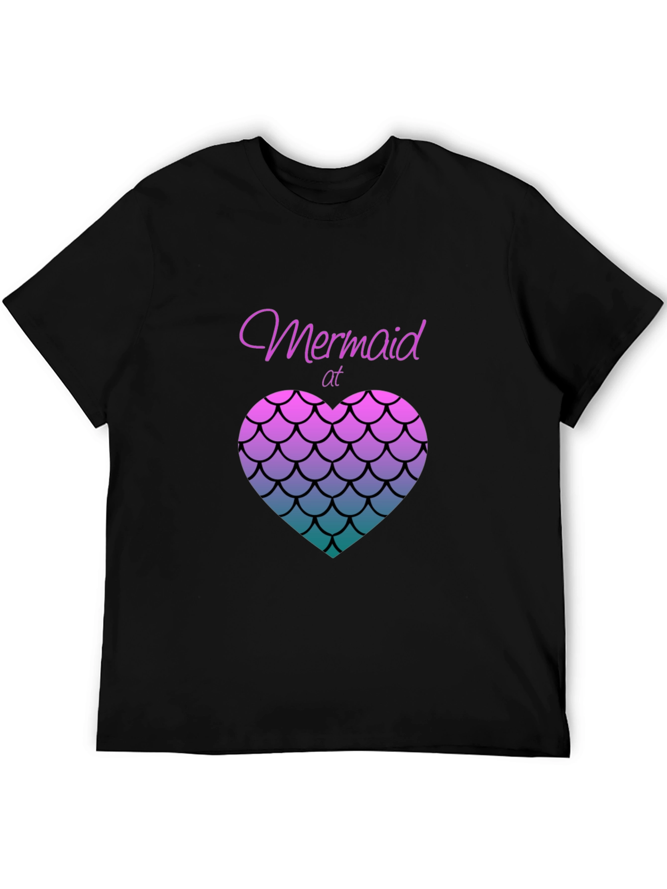 Mermaid at Heart Black T-Shirt