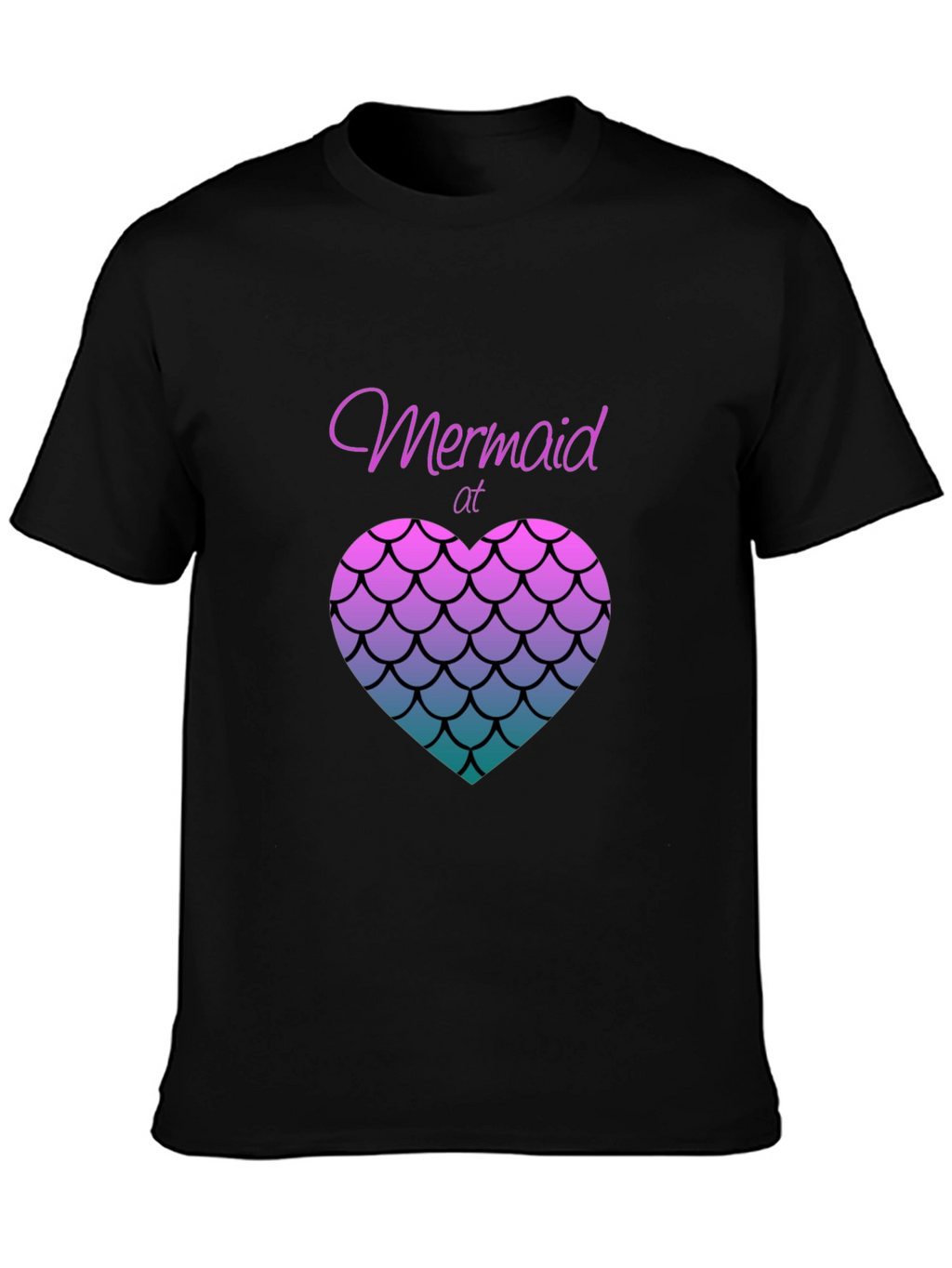 Mermaid at Heart Black T-Shirt