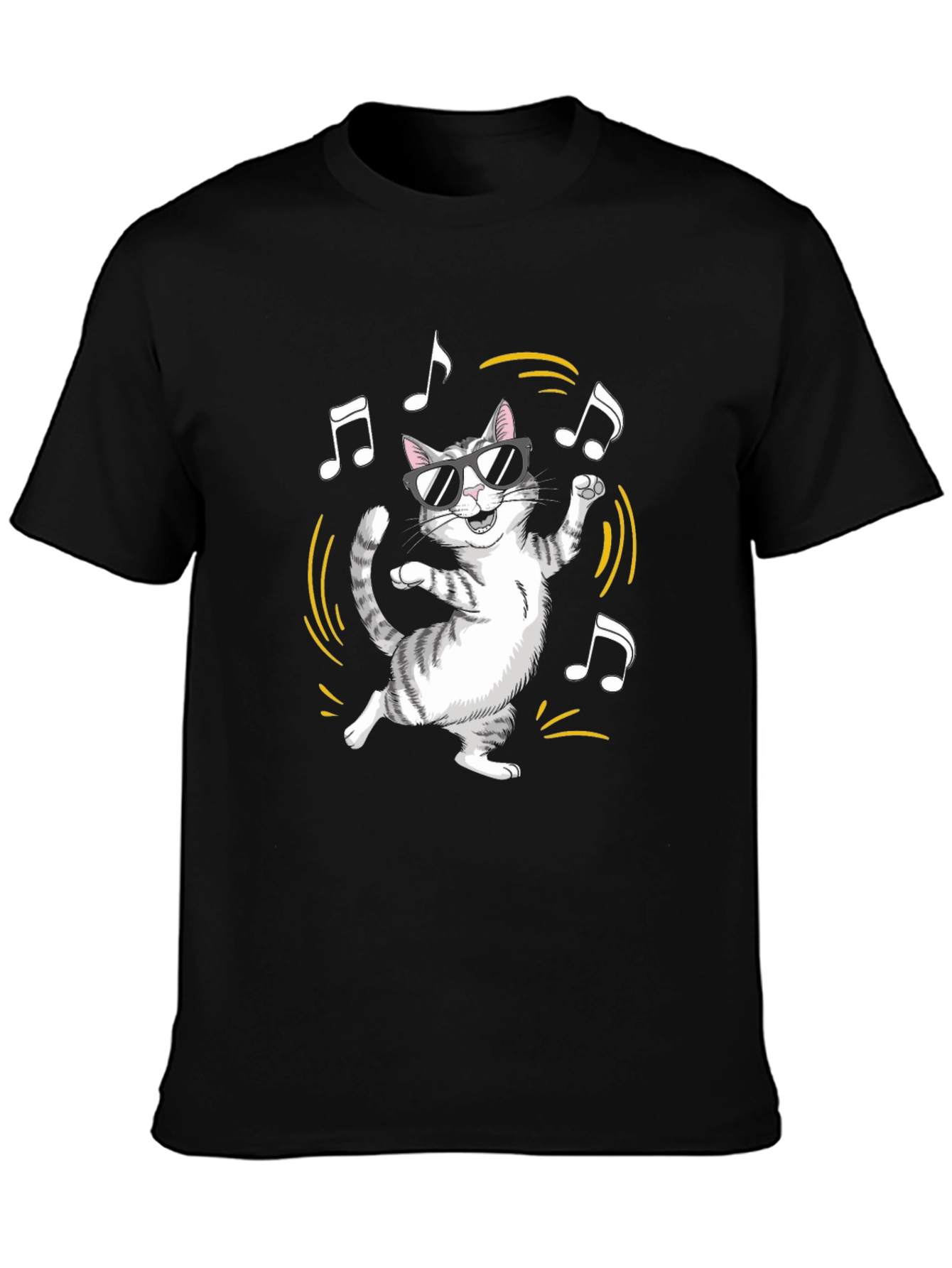 Cool Cat Graphic Tee - Black Cotton Blend