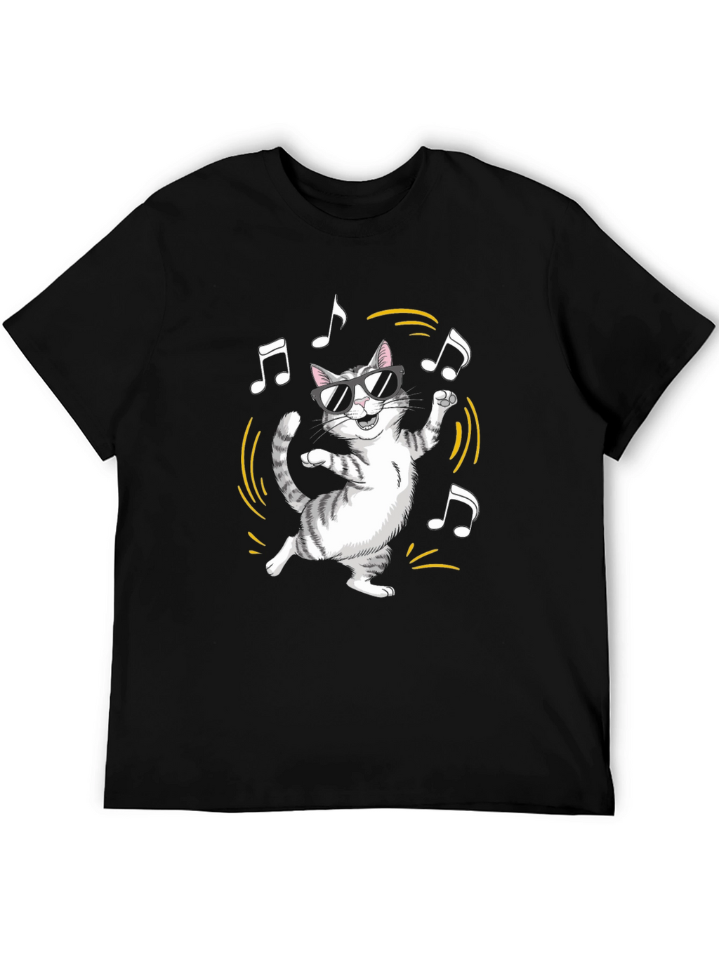 Cool Cat Graphic Tee - Black Cotton Blend