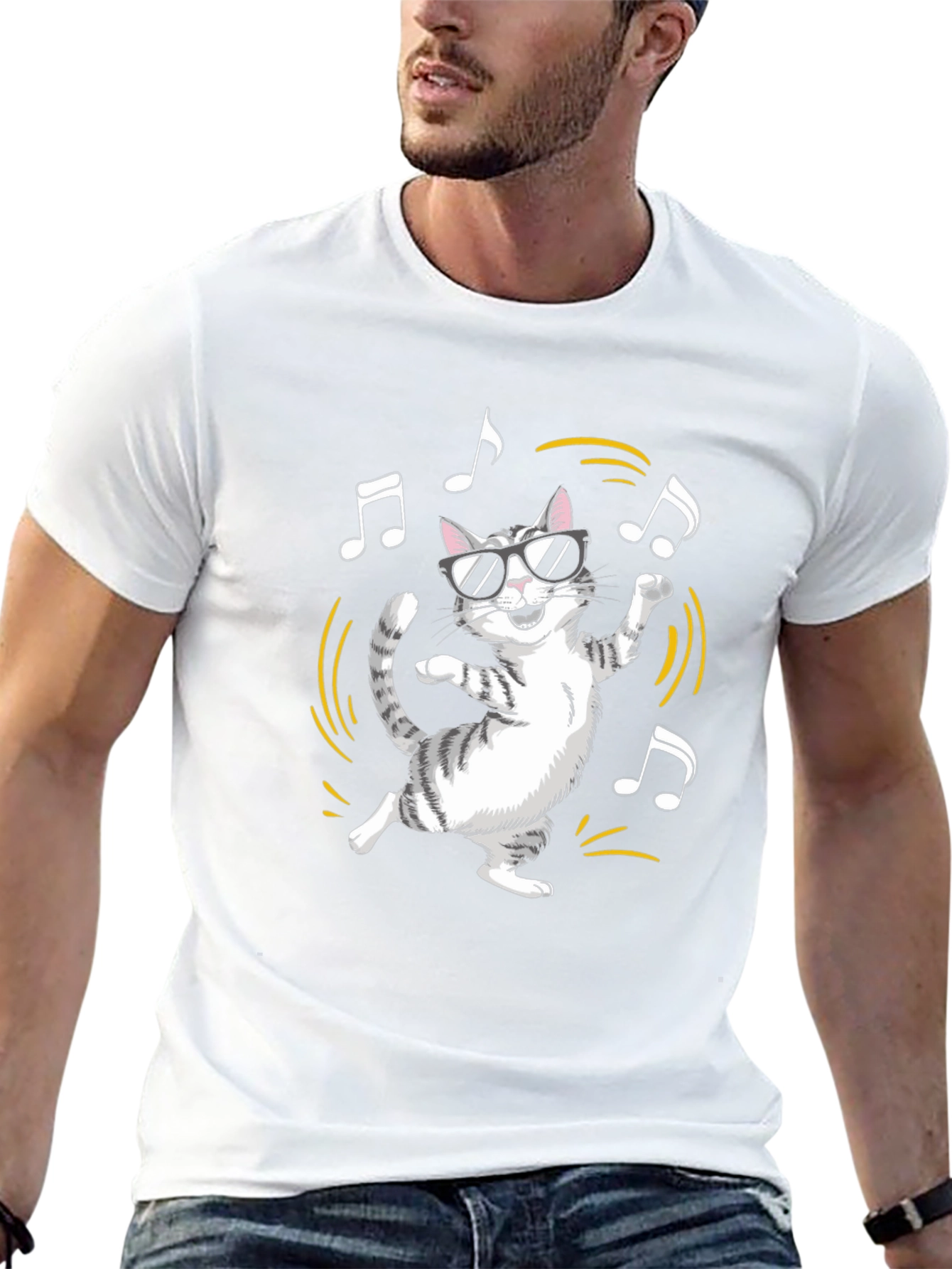 Cool Cat Graphic Tee - Black Cotton Blend