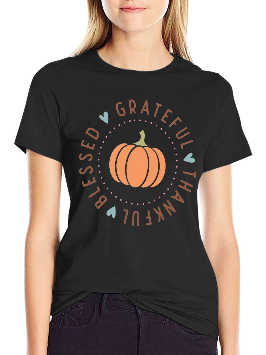 Grateful Blessed Thankful Pumpkin T-Shirt